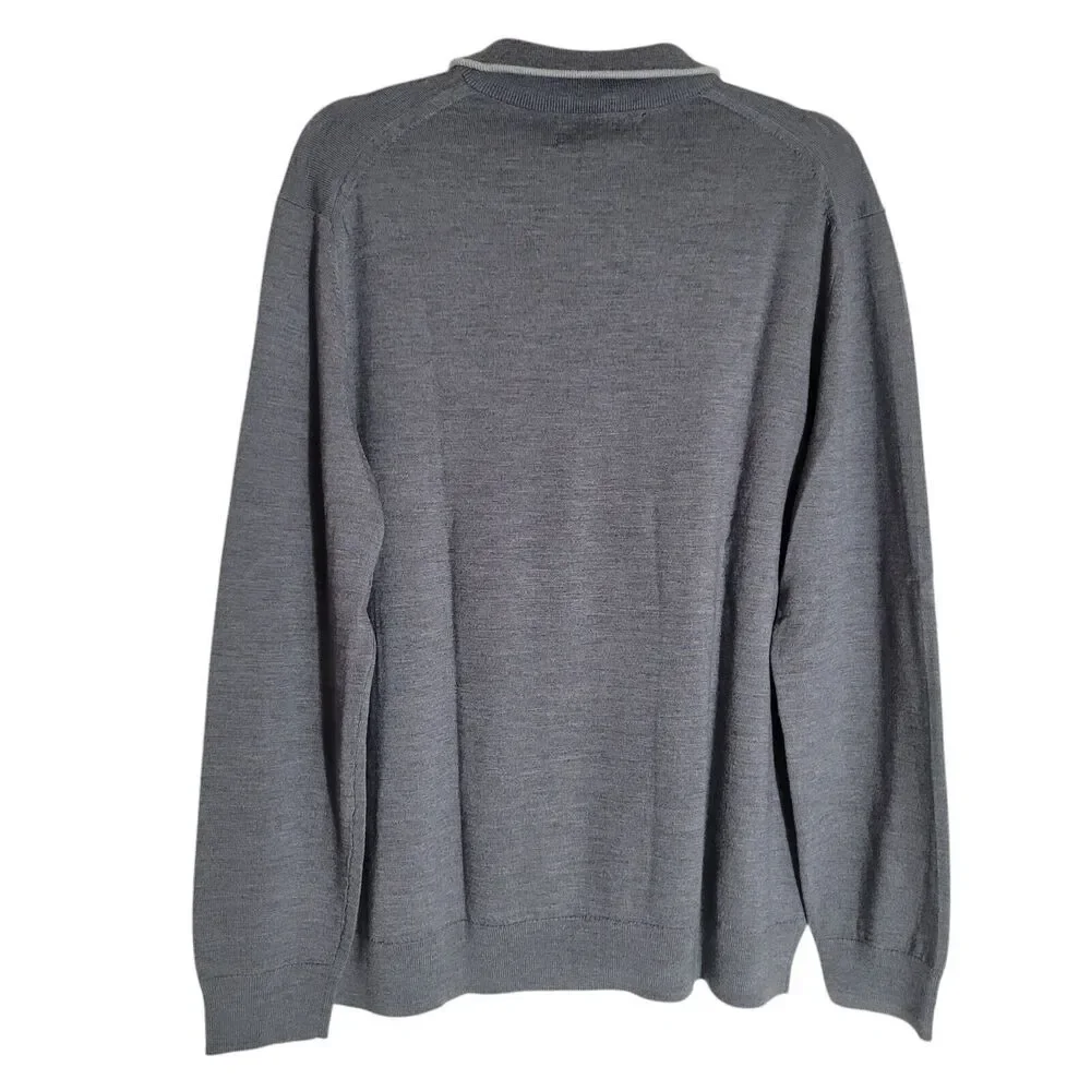 Banana Republic 1/4 Zip Merino Wool Sweater Men's Size XL Gray NEW Barruffa Yarn